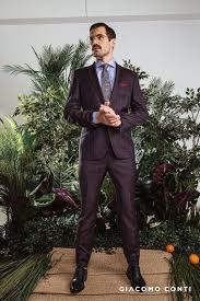 Fioletowy Garnitur W Kratke Giacomo Conti In 2020 Pantsuit Double Breasted Suit Jacket Suit Jacket