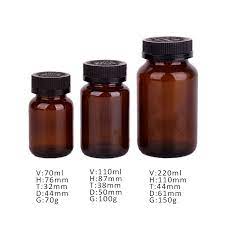 Download China Customized 70ml 110ml 220ml Medicine Pill Amber Glass Bottle China Pharmaceutical Glass Bottle Amber Glass Bottle With Childproof Lid