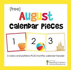 August Pocket Chart Calendar Pieces Free Printable