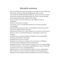 A complete summary of william shakespeare's play, macbeth. Macbeth Summary Docx Macbeth Scottish People