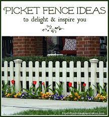 Backyard garden with pink echinacea purple coneflowers, white picket fence, blue monkshood aconitum, lawn, house building. Picket Fence Ideas For Instant Curb Appeal