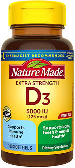 Find vitamin d supplement dose. Amazon Com Nature Made Extra Strength Vitamin D3 5000 Iu 125 Mcg 180 Softgels Value Size High Potency Vitamin D Helps Support Immune Health Strong Bones And Teeth Muscle Function Health