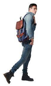 Backpack Jeans Outfit Guy Walking Man Cutout Png Render Photoshop Transparent People Walking Png People Cutout People Png