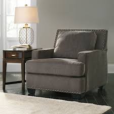 Ashley Furniture 8100220 Barinteen Chair Jacks Warehouse Gray Plush Nail Head Arm Chair Furniture Loft Furniture Mattress Furniture