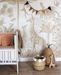 behang giraf slingeraapjes kinderkamer inspiratie babykamer decoratie babykamer ontwerp