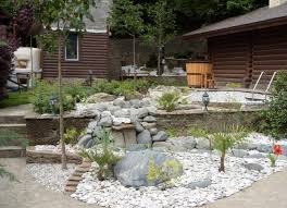 Steinbeet Gestaltung Steingarten Graue Felsen Palmen Steinbeet Pflanzen Gartengestaltung Ideen