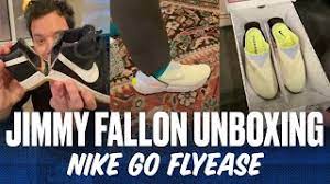 Nike id / nike by you custom sneakers unboxing nike air max 90 blue/black colorway. Jimmy Fallon Tries On The New Nike Hands Free Sneaker Go Flyease Youtube