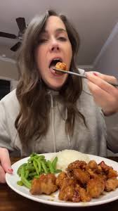 Orange chicken from Trader Joe’s for dinner! So good! #foodies #foodtiktok  #foodontiktok #mukbang #orangechicken #traderjoes #MakeABunchHappen