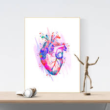 Us 2 65 30 Off Human Heart Anatomical Art Posters And Prints Medical Anatomy Wall Art Painting Watercolor Medicine Picture Doctors Office Decor In
