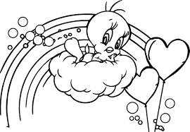 Cool Tweety Rainbow On Cloud Coloring Page Coloring Pages Angel Coloring Pages Coloring Pages For Boys