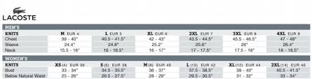 lacoste size chart bedowntowndaytona com