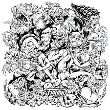 I M Printing My Rick And Morty Artwork On My Next Metallic Foil Disc Golf Disc Here S The Black And White Lineart Before I Added Co In 2020 Golf Art Disc Golf