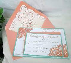 Coral Peach N Turquoise Blue Aqua Teal Blue Lace Wedding Etsy Blue Wedding Invitations Wedding Invitation Cards Trendy Wedding Invitations