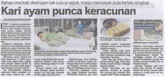 Dasawarsa ini, jumlah keracunan makanan semakin meningkat secara drastik. Keratan Akhbar Isu Kementerian Kesihatan Malaysia Facebook