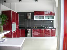 stylish red kitchen cabinets