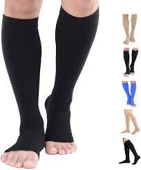 Tofly Compression Stockings Pair Medical Grade Firm Support 20 30mmhg Opaque Unisex Open Toe Knee High Compression Socks For Varicose Veins Edema Shin Splints Nursing Travel Black S Amazon Ca Health Personal Care