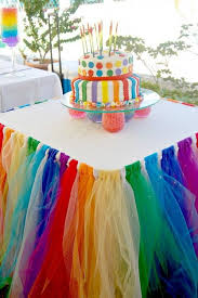 Birthday Party Table Decorations Diy Diy Rainbow Party Decorating Ideas For Kids Sponge Kids Rainbow Theme Party Rainbow Birthday Party Rainbow Parties