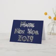 happy new year 2019 blue and silver stars text holiday card zazzle com holiday design card holiday cards happy new year 2019