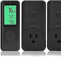 DIGITEN Wireless Temperature Controlled Outlet (With 2 Receivers) Plug-in Thermostat Reptile Temperature Controller Greenhouse Thermostat Built-in ...