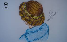 طريقة رسم الشعر مع ظفيرة مميزة بالرصاص والالوان الخشبية how to draw hair color drawings drawing hair step by step