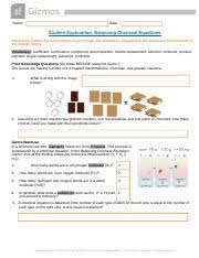 This process is summarized by a chemical equation. Balancingchemequationsse Docx Name Date Student Exploration Balancing Chemical Equations Directions Follow The Instructions To Go Through The Course Hero