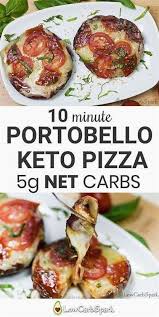 10 Minute Portobello Keto Pizza Low Carb Mushroom Crust Keto Diet Recipes Keto Recipes Easy Recipes