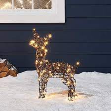 Light Up Reindeer Lights4fun Inc 23 5 Rattan Fawn Reindeer Led Christmas Light Up Figures Decoration For Indoor Outdoor Use Amazon In Home Kitchen