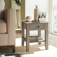 This compact distressed wood nightstand from pottery barn has a bottom shelf and a drawer for extra storage. Wyndenhall Portland Solid Wood 18 Inch Wide Square Traditional End Side Table 18 Inch Wide 18 Inch Wide Walmart Com Walmart Com