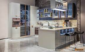 Alibaba.com offers 5,916 modern glass kitchen cabinets products. Grey Modern Lacquer Kitchen With Glass Cabinet Plcc20016 Oppein The Largest Cabinetry Manufacturer In Asia
