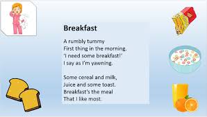 Food 4 Kids Poems Reading Worksheets Simple Poems