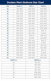 48 Unmistakable Dockers Size Chart