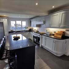 grey spray painted kitchen cabinets