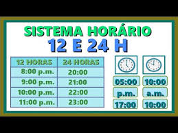 Verifique o fuso horário, quando começa e quando termina o horario de verão de 2021, e outras informações. Sistema Horario 12 E 24 Horas Vila Educativa Youtube