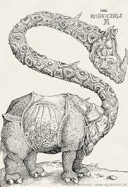 A duel between a rhinocerus and an elephant? Rhinozeros Holzschnitt Nach Albrecht Durer