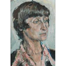 ERIC RITCHIE (Scottish b1934), bust length portrait of a lady 'Rena' the  artists wife, oil painting