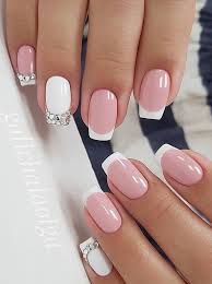 French Blanco Swarovsky Square Nail Designs Elegant Nails French Tip Nail Art