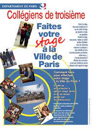 Le stage de 3e est un passage obligatoire pour tous les étudiants, car c'est en quelque sorte, leur première expérience du monde de l'entreprise. Pcn Collegiens De 3eme Faites Votre Stage A La Ville De Paris