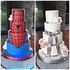 Half And Half Wedding Cake Marvel Spiderman Superhero Wedding Cake Marvel Wedding Half And Half Wedding Cakes