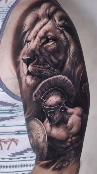 Lion Shoulder Tattoo Realistic Male