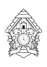 Black And White Cuckoo Clock Clock Drawings Clock Template Clock Painting