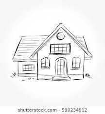 Sketch Of House Architecture Drawing Free Hand Vector Illustrationoutline Sketch Drawin Simple House Drawing House Design Drawing Architecture Drawing Art