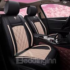 5 Seater Romantic Retro Style Pu Leather Color Block Design Stretchy Wear Resisting Breathable Cute Univ In 2020 Leather Car Seat Covers Cute Car Seat Covers Car Seats