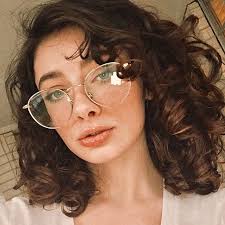 Unisex Full Frame Metal Eyeglasses Curly Hair Styles Girls Short Haircuts Glasses Fashion