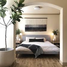 Just like this idea, it uses mostly gray shades and slightly gold accents. Lauren Williams Art Home Modern Bohemian Fiber Art Bedroom Interior Master Bedroom Interior Stylish Bedroom Design
