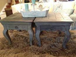 Chalk Painting Distressed Wood And Iron Tables Solid Wood End Tables Set 2 Gray Chalk Paint Rust Rustic End Tables Coffee Table Wood Chalk Paint Dining Table