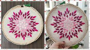 Diy ribbon and twine wall hanging. Diy Embroidery Hoop Wall Art Wall Hanging Decor Hand Stitching Flower Design à¤« à¤² à¤¡ à¤œ à¤‡à¤¨ Youtube