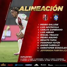 Conoce las alineaciones para el duelo por eliminatorias. Seleccion Peruana On Twitter Equipo Confirmado Asi Formara Nuestra Seleccionperu En Su Duelo Ante Cbf Futebol Por La Fecha 02 De Las Clasificatorias Al Mundial Qatar 2022 Estamos Con