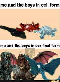 Me And The Boys In Cell Form Ifunny Godzilla Funny Godzilla Comics All Godzilla Monsters