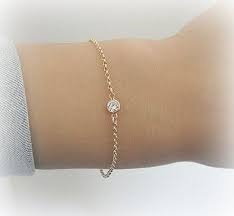Bracelet En Argent Sterling Cz Diamant Chaine Rolo Lunette Etsy Delicate Bracelet Bracelets Diamond Bracelet
