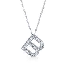 Certified 0 50ct Diamond Solid 14k White Gold Necklace Letter B Initial Pendant Diamondberry8 P Initial Pendant White Gold Necklaces 14k White Gold Necklace